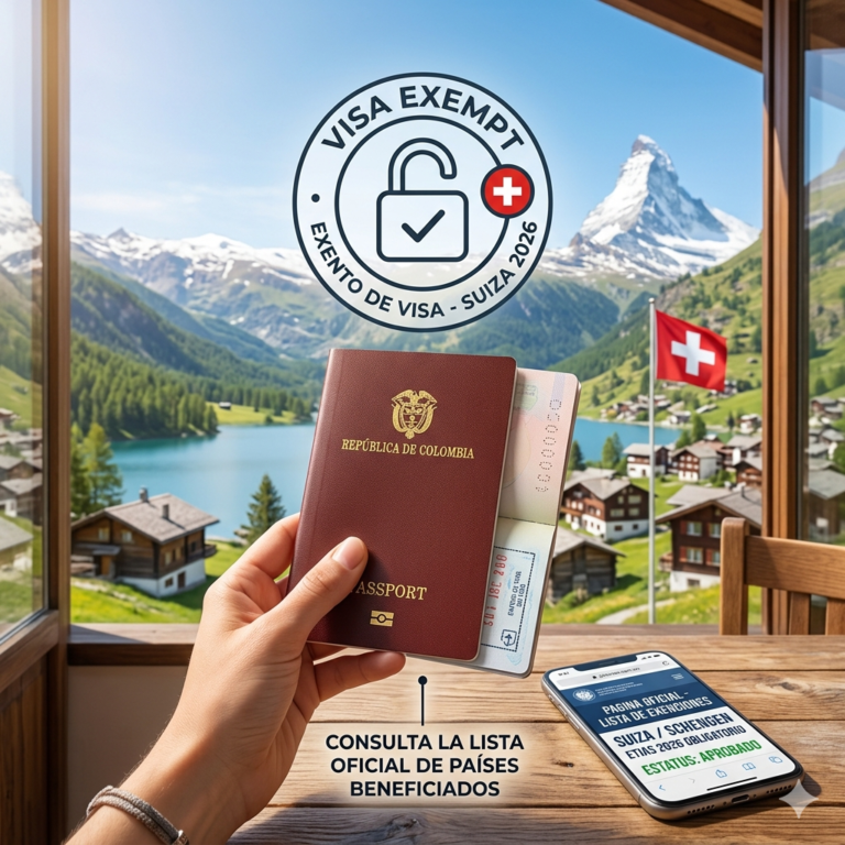 Suiza sin visa 2026: Lista Oficial de Países Exentos y Requisitos ETIAS