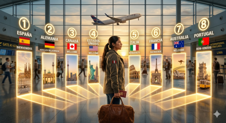 Los 8 Países Más Fáciles para Emigrar desde Perú en 2026